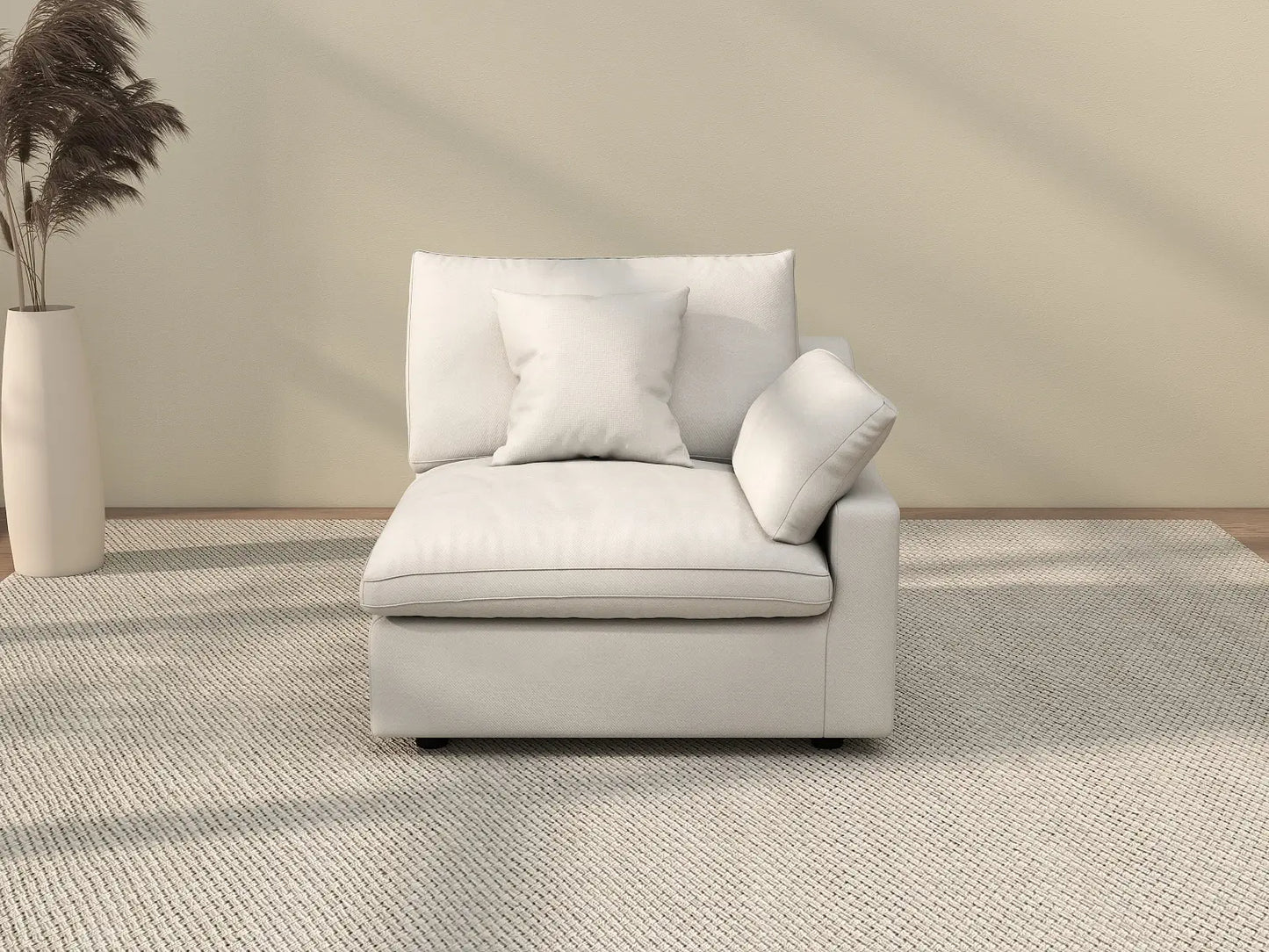 Sofás seccionales Deluxe Slope Cloud | Sofá individual de lino color caqui de una plaza