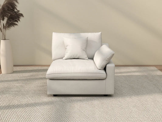 Sofás seccionales Deluxe Slope Cloud | Sofá individual de lino color caqui de una plaza