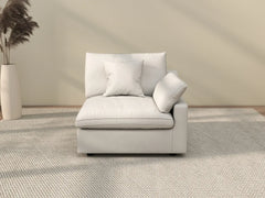 Sofás seccionales Deluxe Slope Cloud | Sofá individual de lino color caqui de una plaza