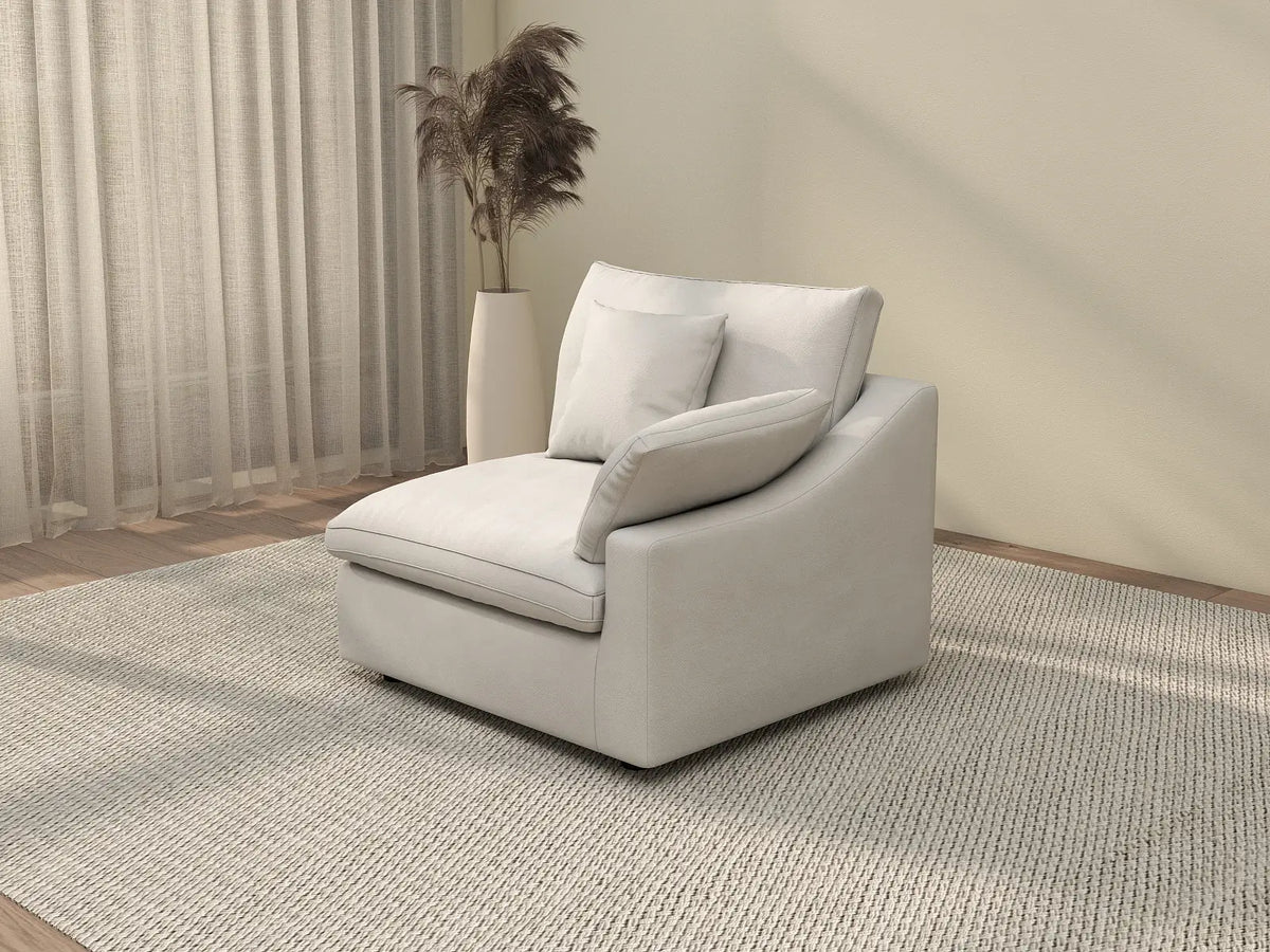 Deluxe Cloud 1-Seater White Washable Single Sofa | 1-Piece, Chenille and Linen Fabric, Modular Design