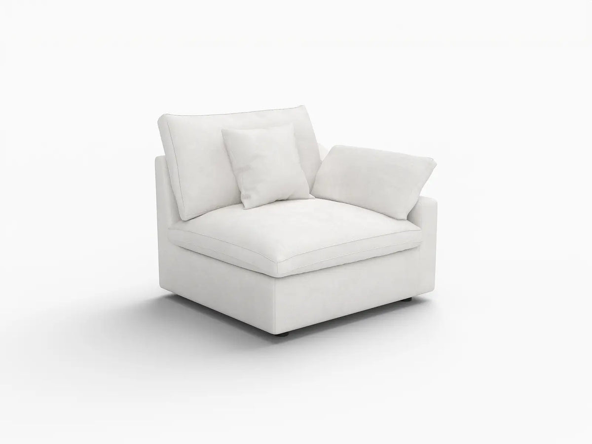 Deluxe Slope Cloud Sectional Sofa Covers | White Chenille and Linen Sofa Cover for 1-Seater