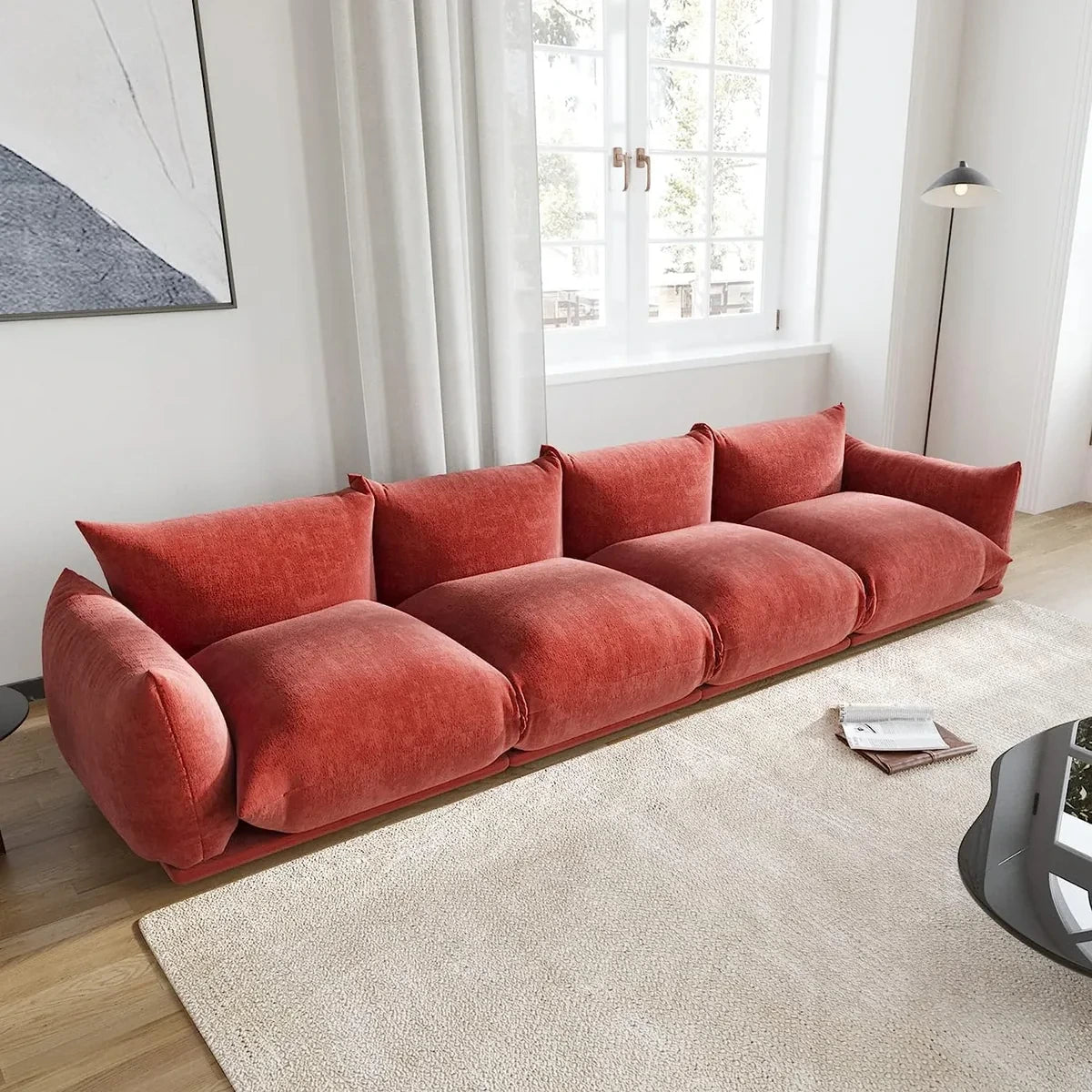 WJS Home Matrix Orange Chenille Couch Sectional | $770