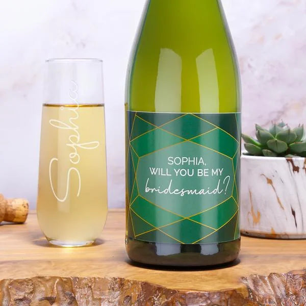 WJS Home New Year Gifts Ideas for Friends Personal Wine Custom Etched Champagne Bottle