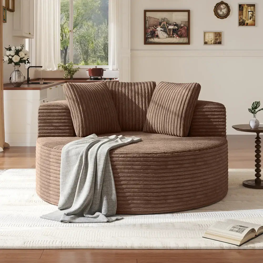Sofa 04: WJS Home Plush Fabric Single Sofa