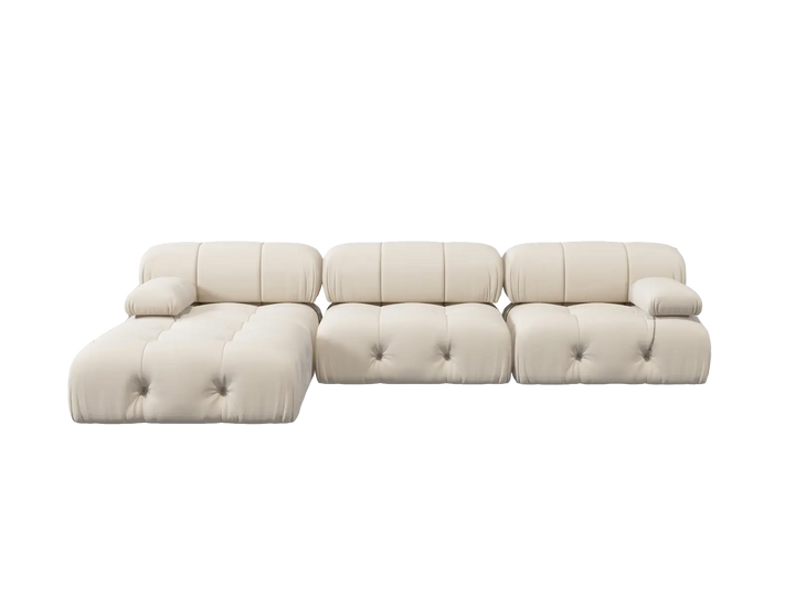 Matrix 3-Seater Beige Modular L-Shaped Sectional | 4-Piece (includes 1 Ottoman), Velvet Fabric, Large Space