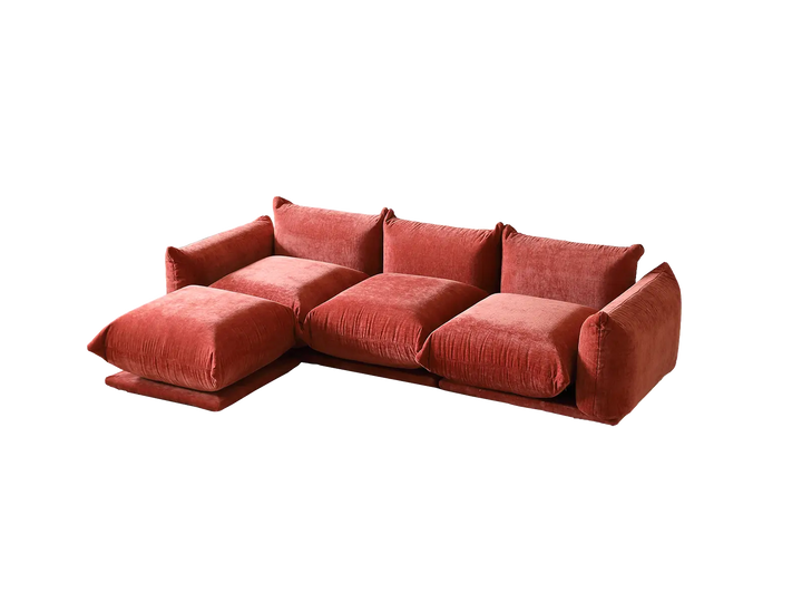 Matrix 3-Seater Orange Modular L-Shaped Sectional | 4-Piece (includes 1 Ottoman), Chenille Fabric, Large Space