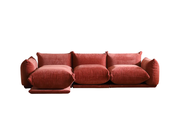 Matrix 3-Seater Orange Modular L-Shaped Sectional | 4-Piece (includes 1 Ottoman), Chenille Fabric, Large Space