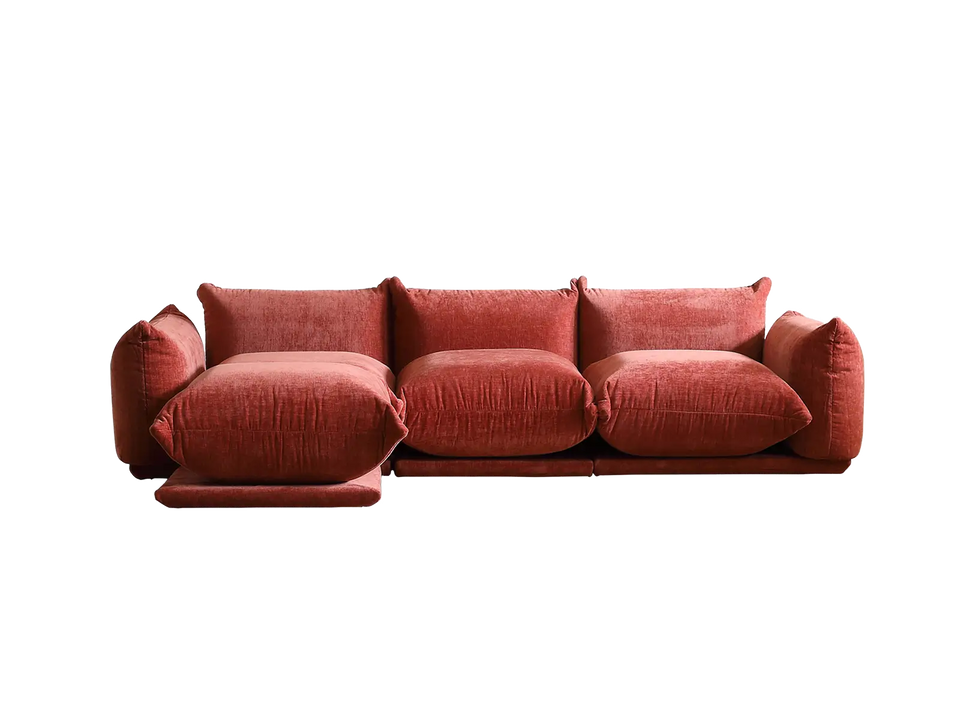 Matrix 3-Seater Orange Modular L-Shaped Sectional | 4-Piece (includes 1 Ottoman), Chenille Fabric, Large Space