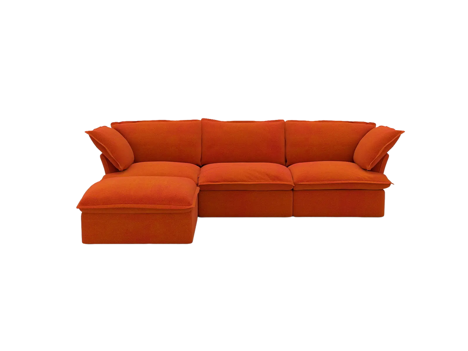 Deluxe Cloud 3-Seater Storage L-Shaped Sectional | 4-Piece (includes 1 ottoman), Velvet Fabric, Washable Covers