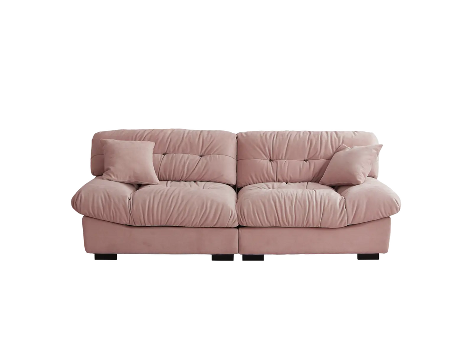 Essential 2-Seater pink Frosted Velvet Loveseats | 2-Piece, Frosted Velvet Fabric, Apartment Friendly