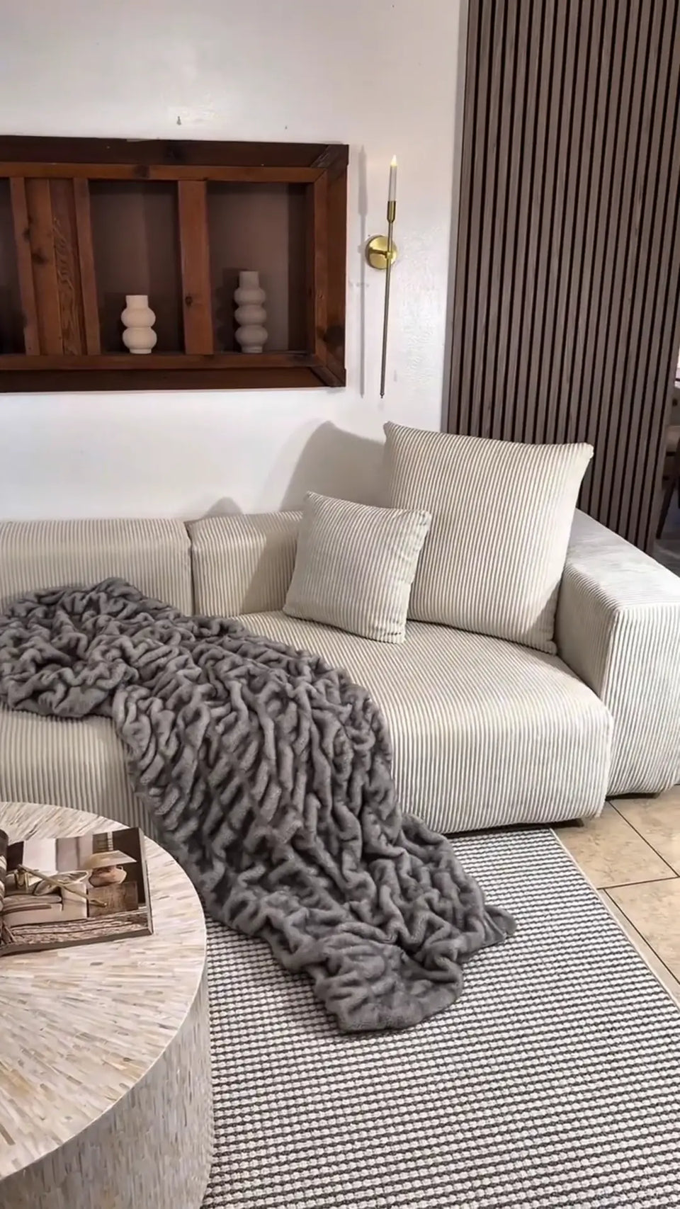Matrix 3-Seater Beige Washable Couch Sectional | 3-Piece, Corduroy Fabric, Modular Design