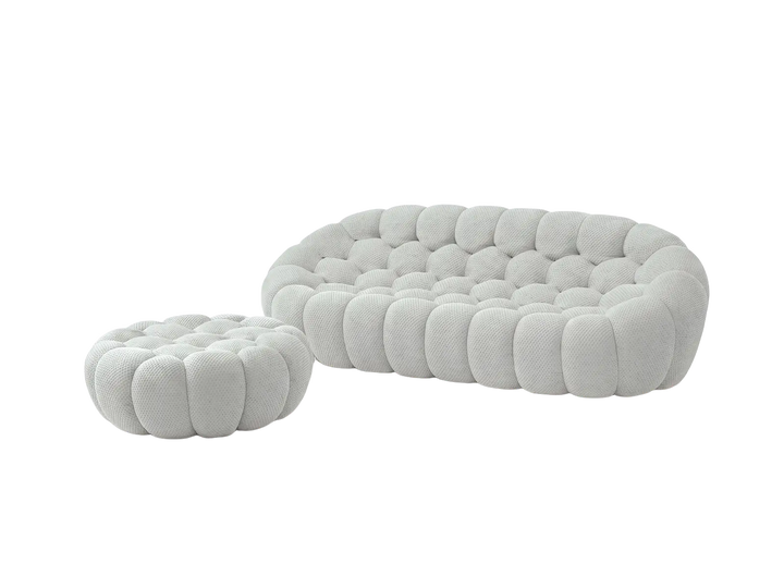 Essential 3-Seater light-grey 3D-Knitted Fabric L-Shaped Sectionals | 2-Piece (includes 1 Ottoman), 3D-Knitted Fabric, Apartment Friendly