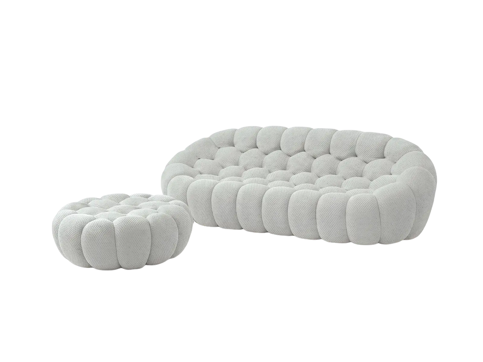 Essential 3-Seater light-grey 3D-Knitted Fabric L-Shaped Sectionals | 2-Piece (includes 1 Ottoman), 3D-Knitted Fabric, Apartment Friendly