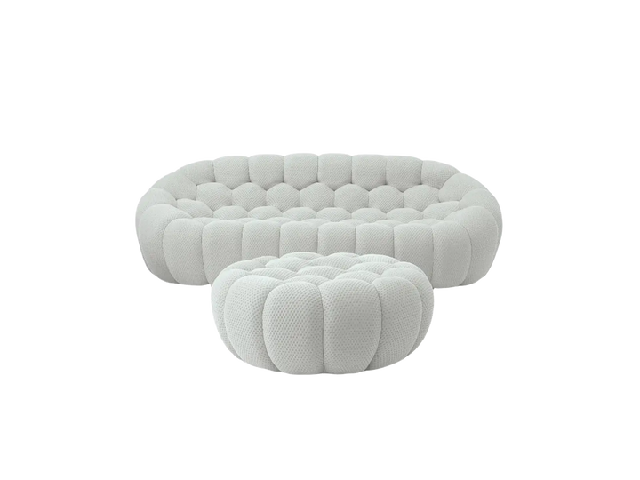 Essential 3-Seater light-grey 3D-Knitted Fabric L-Shaped Sectionals | 2-Piece (includes 1 Ottoman), 3D-Knitted Fabric, Apartment Friendly