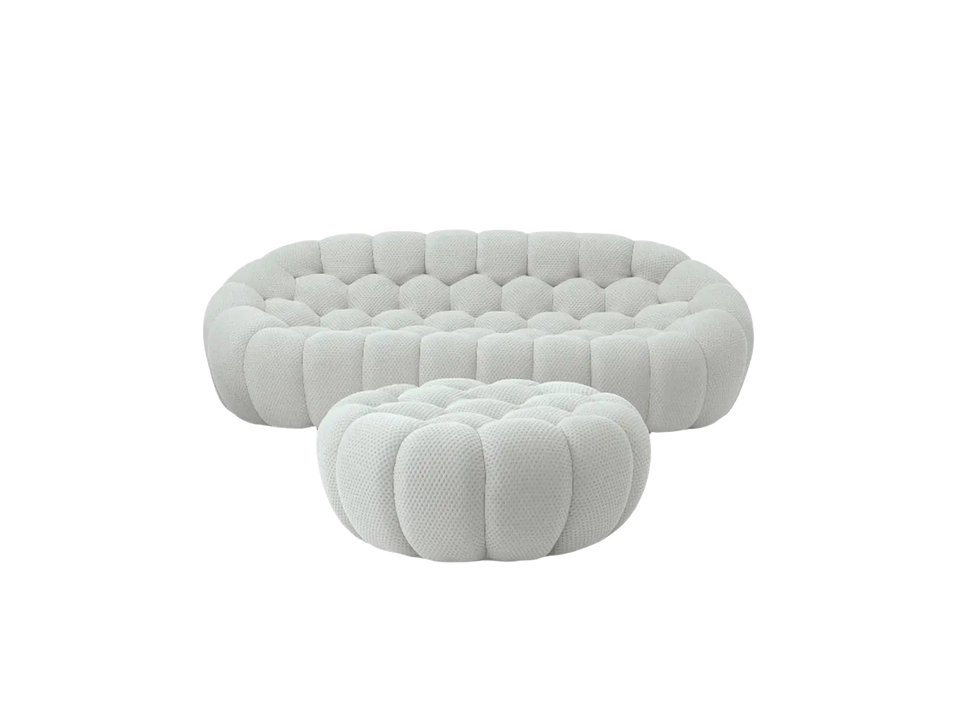 Essential 3-Seater light-grey 3D-Knitted Fabric L-Shaped Sectionals | 2-Piece (includes 1 Ottoman), 3D-Knitted Fabric, Apartment Friendly