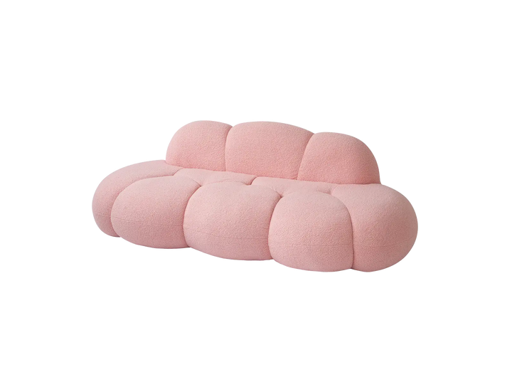 Essential 3-Seater pink Teddy Velvet Couch Sectionals | 1-Piece, Teddy Velvet Fabric, Apartment Friendly