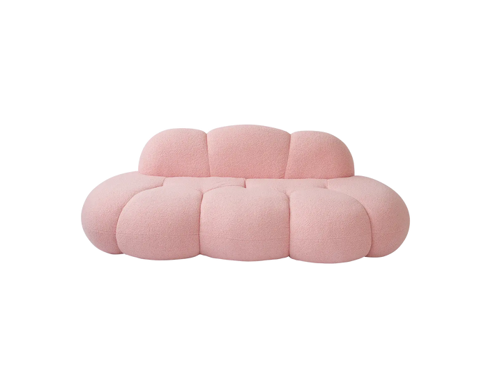 Essential 3-Seater pink Teddy Velvet Couch Sectionals | 1-Piece, Teddy Velvet Fabric, Apartment Friendly