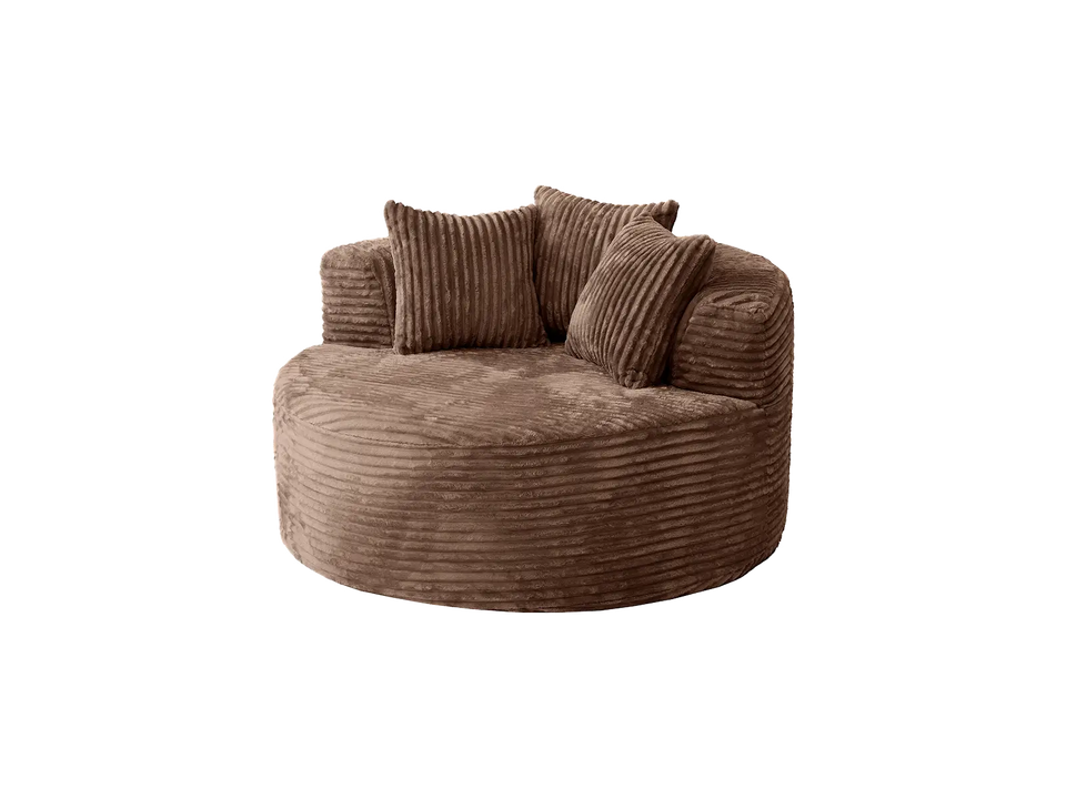Essential 1-Seater brown Corduroy Single Sofa | 1-Piece, Corduroy Fabric, Compact Design