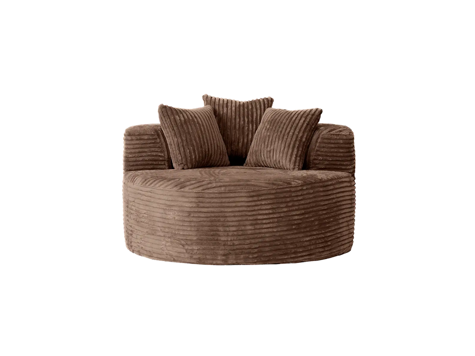 Essential 1-Seater brown Corduroy Single Sofa | 1-Piece, Corduroy Fabric, Compact Design