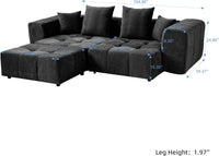 Matrix Classic Modular Sofas | Black Cotton and Linen Loveseats 2-seaters with 1 Ottoman