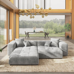 Matrix Classic Modular Sofas | Light Grey Cotton and Linen Loveseats 2-seaters with 1 Ottoman