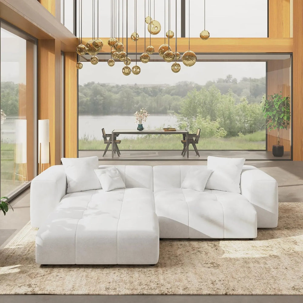 Matrix Classic Modular Sofas | White Cotton and Linen Loveseats 2-seaters with 1 Ottoman