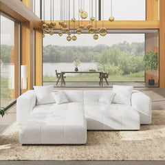 Matrix Classic Modular Sofas | White Cotton and Linen Loveseats 2-seaters with 1 Ottoman