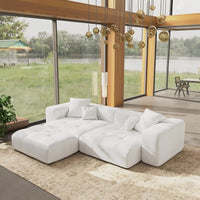 Matrix Classic Modular Sofas | White Cotton and Linen Loveseats 2-seaters with 1 Ottoman