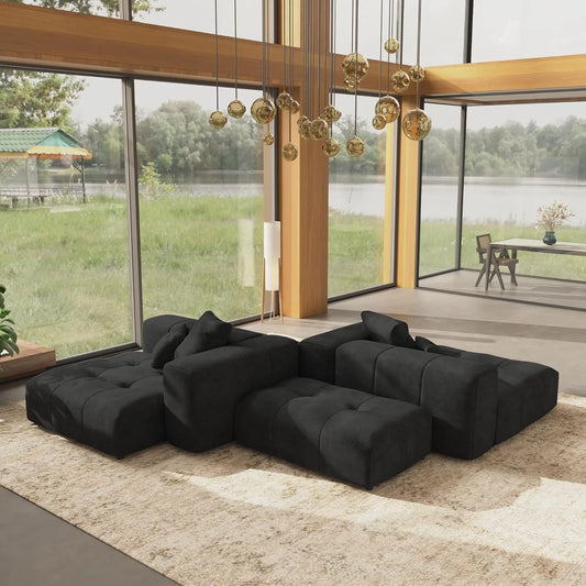 Matrix Classic Modular Sofas | Black Cotton and Linen Loveseats 2-seaters