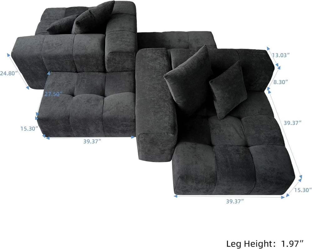 Matrix Classic Modular Sofas | Black Cotton and Linen Loveseats 2-seaters