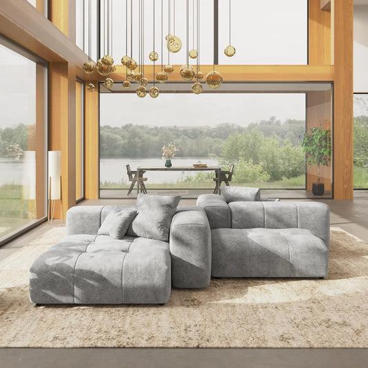 Matrix Classic Modular Sofas | Light Grey Cotton and Linen Loveseats 2-seaters