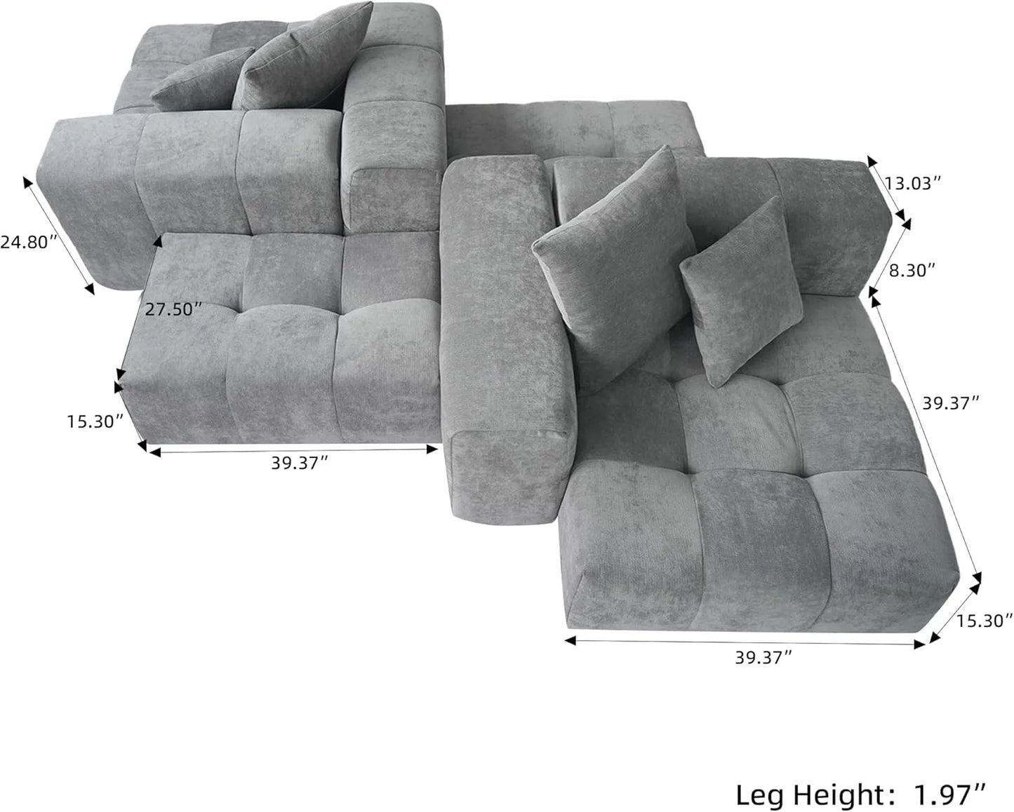 Matrix Classic Modular Sofas | Light Grey Cotton and Linen Loveseats 2-seaters