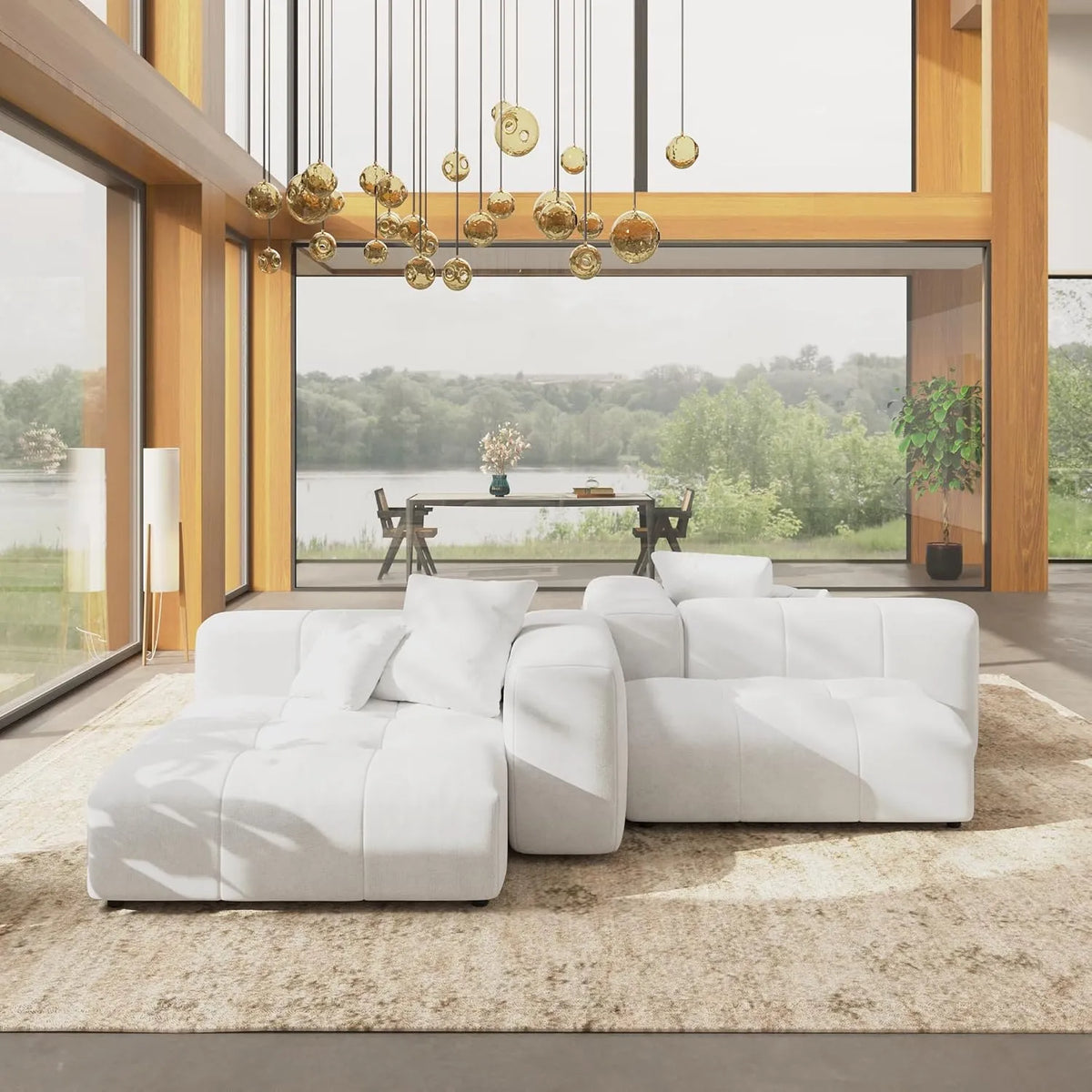 Sofás modulares Matrix Classic | Conjunto de sofás de 4 piezas en algodón y lino blanco de 2 plazas