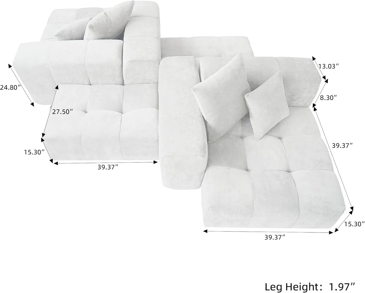 Sofás modulares Matrix Classic | Conjunto de sofás de 4 piezas en algodón y lino blanco de 2 plazas