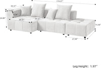 Matrix Classic Modular Sofas | White Cotton and Linen Loveseats 2-seaters with 1 Ottoman