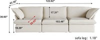 Deluxe Linen Cloud Sectional Sofas | 3-Piece Beige Cotton and Linen Couch Sectionals 3-seaters