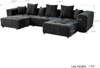 Matrix Classic Modular Sofas | Black Cotton and Linen Couch Sectionals 3-seaters