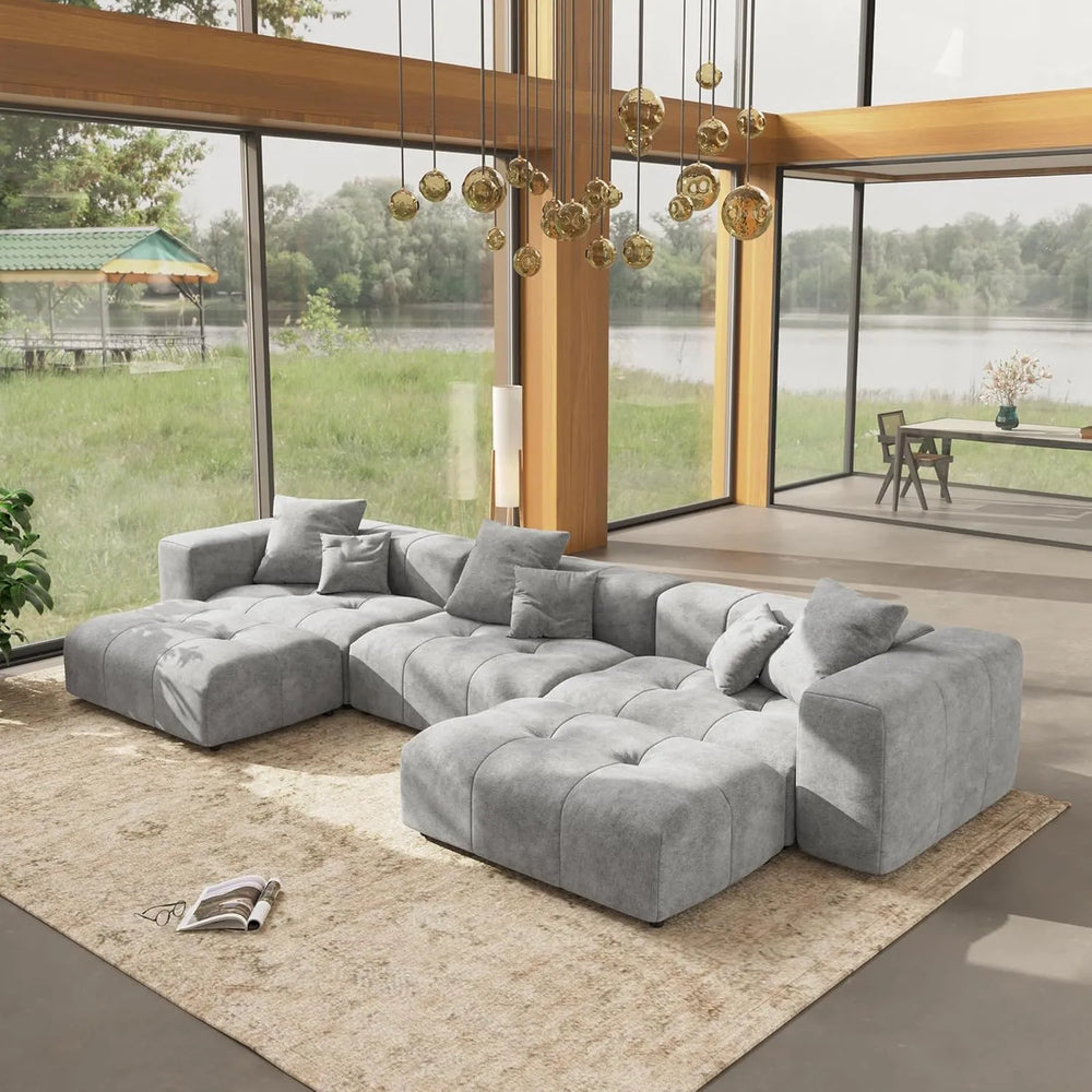 Matrix Classic Modular Sofas | Light Grey Cotton and Linen Couch Sectionals 3-seaters