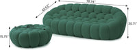 Essential Floor Sofas | Green 3D Knitted Fabric L shaped Sectionals 3-seaters with 1 Ottoman