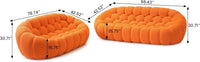 Essential Floor Sofas | 2-Piece Orange 3D Knitted Fabric Sofa Sets 5-seaters