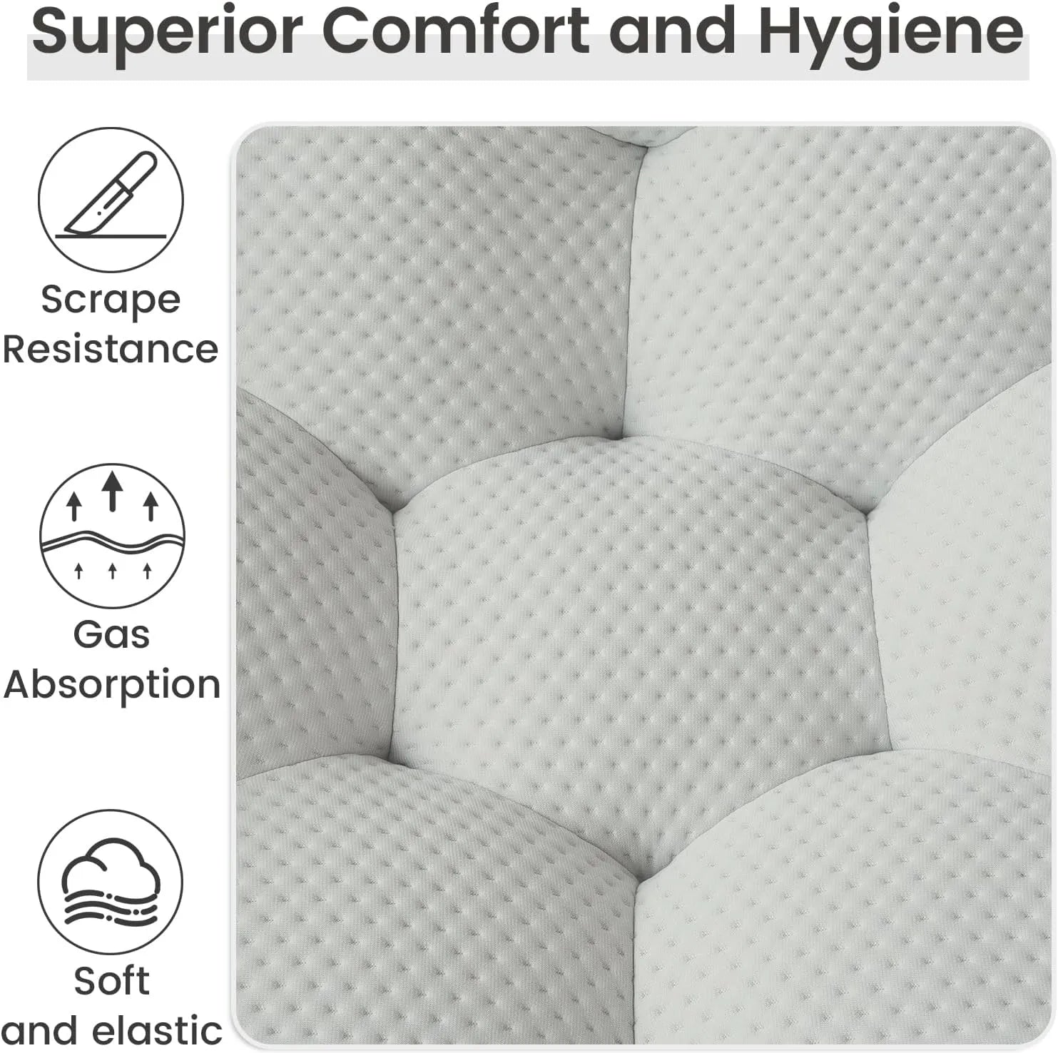 Essential 6-Seater light-grey 3D-Knitted Fabric Sofa Sets | 4-Piece (includes 1 Ottoman), 3D-Knitted Fabric, Spacious Design