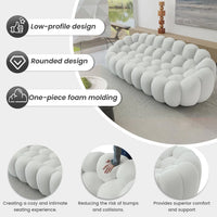 Essential Floor Sofas | Light Grey 3D Knitted Fabric Couch Sectionals 3-seaters
