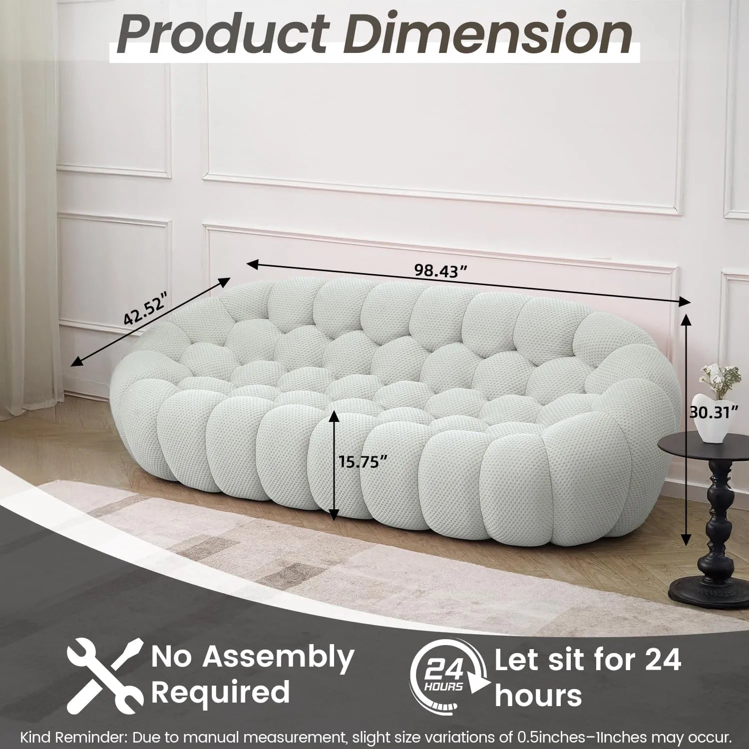 Essential 6-Seater light-grey 3D-Knitted Fabric Sofa Sets | 4-Piece (includes 1 Ottoman), 3D-Knitted Fabric, Spacious Design