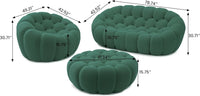 Essential Floor Sofas | Green 3D Knitted Fabric L shaped Sectionals 4-seaters with 1 Ottoman