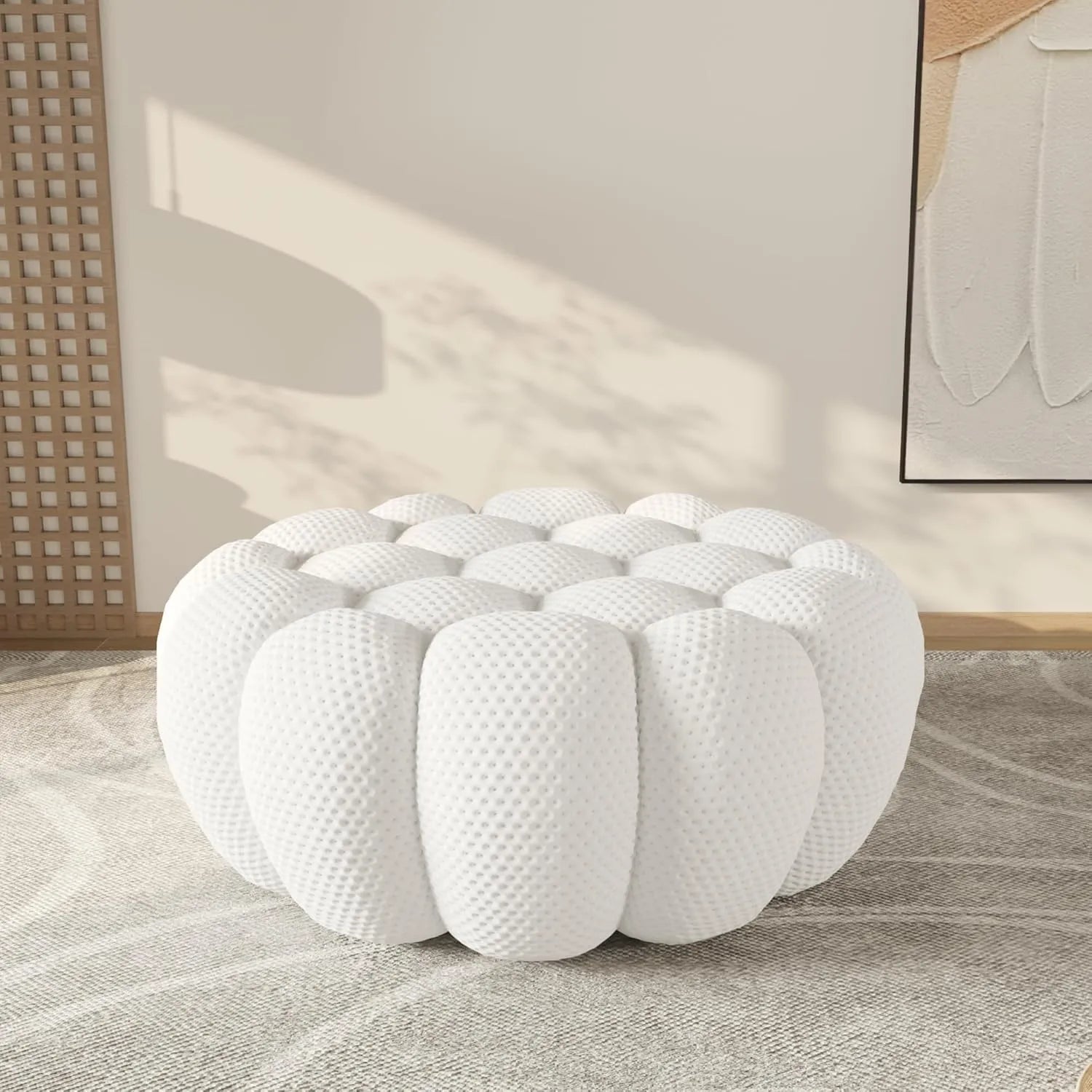 Essential light-grey 3D-Knitted Fabric Ottomans | 1-Piece, 3D-Knitted Fabric, Apartment Friendly