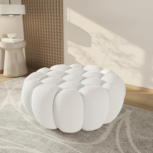 Essential Floor Sofas | 1-Piece Light Grey 3D Knitted Fabric Ottomans