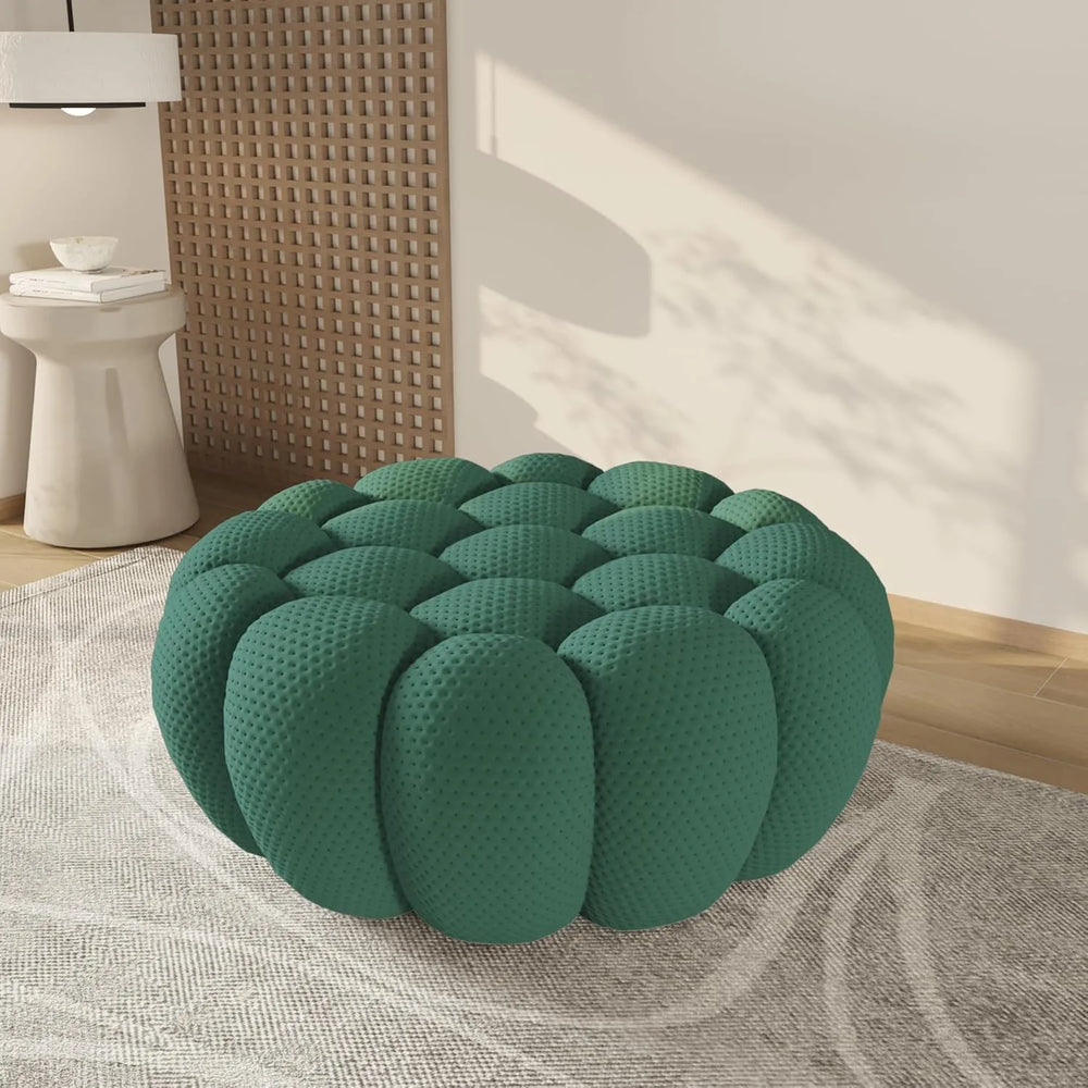 Essential Floor Sofas | Green 3D Knitted Fabric Ottomans