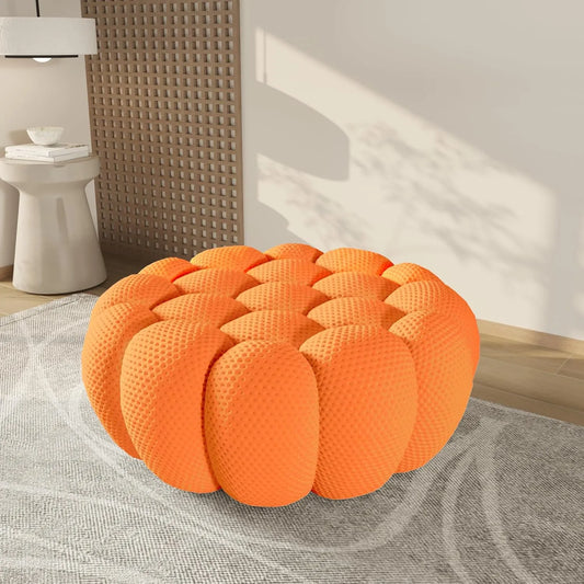 Essential Floor Sofas | 1-Piece Orange 3D Knitted Fabric Ottomans