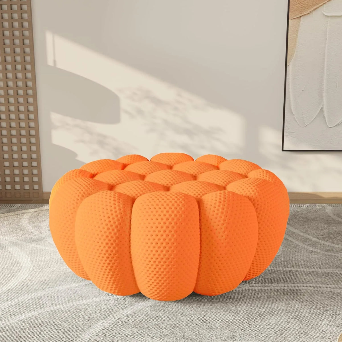Essential orange 3D-Knitted Fabric Ottomans | 1-Piece, 3D-Knitted Fabric, Small Space