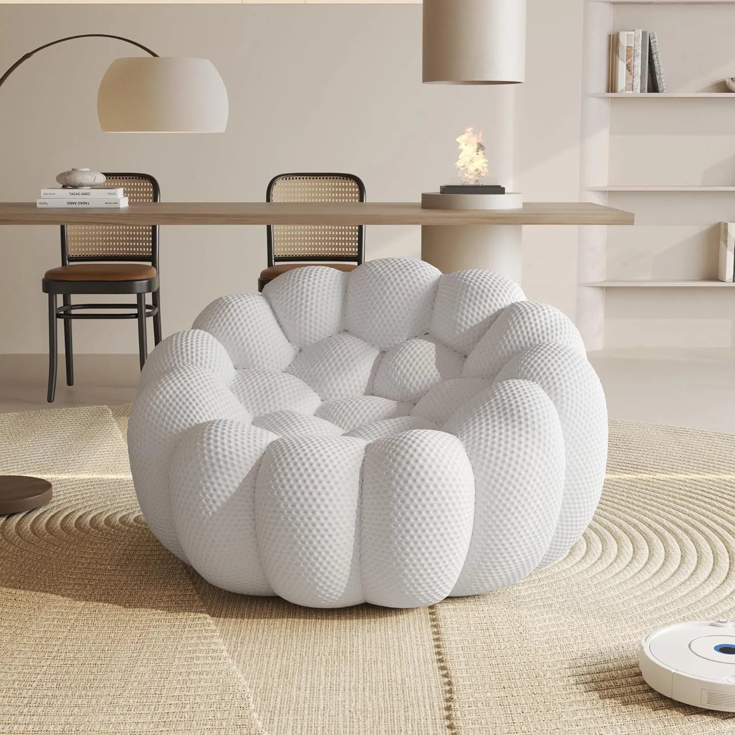 Essential 1-Seater light-grey 3D-Knitted Fabric Single Sofa | 1-Piece, 3D-Knitted Fabric, Apartment Friendly